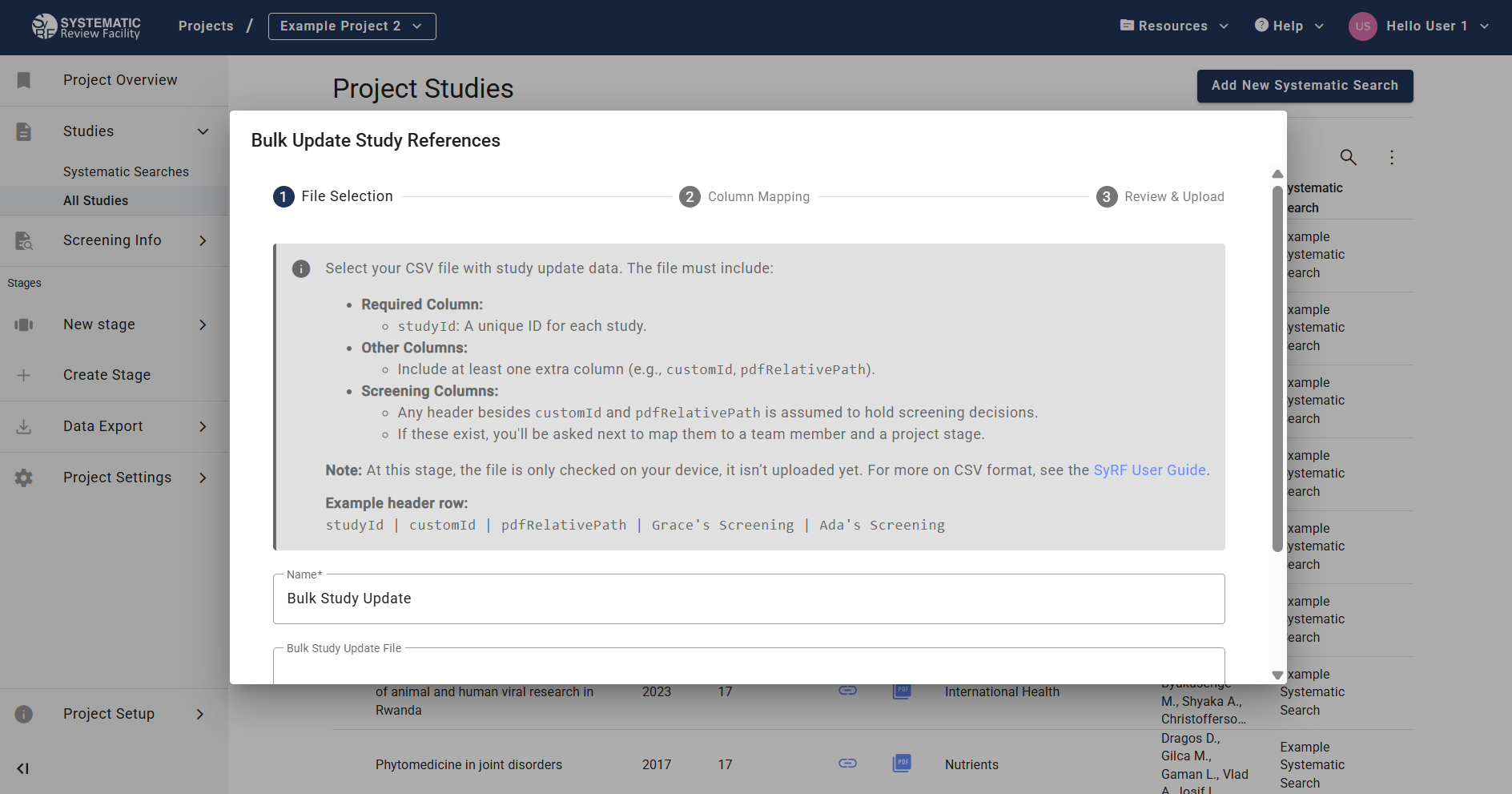 Accessing Bulk Study Update via the '...' menu in All Studies